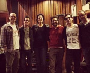 Latin Grammy nominated Monica Giraldo at the recording studio for "Que Venga la Vida" with her band.