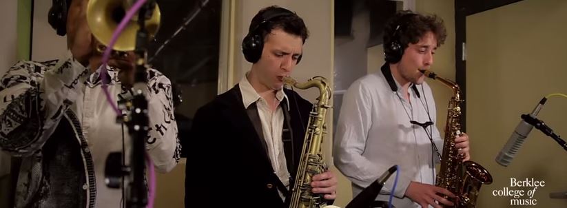 Victor Mirallas from Berklee playing his sax in the Latin Jazz song "Raices".
