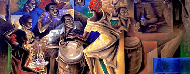 Baile de Bomba painting by Puerto Rican artist Samuel Lind