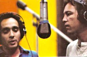 Grabando "Siembra" Willie Colón y Rubén Blades